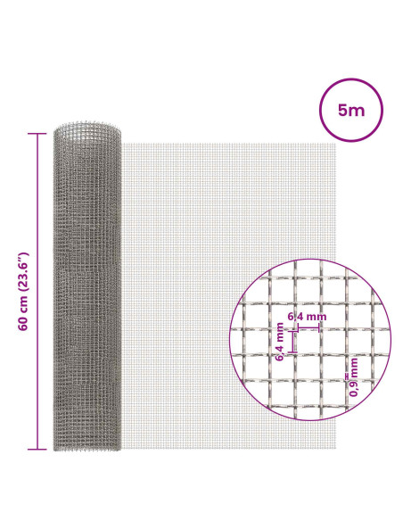 Rete per schermatura 60 x 500 cm 3 Mesh Argento
