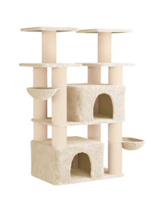 Albero per gatti con pali per graffiare in sisal 2 pz Crema 2