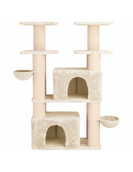 Albero per gatti con pali per graffiare in sisal 2 pz Crema