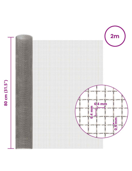 Rete per schermatura 80 x 200 cm 3 Mesh Argento