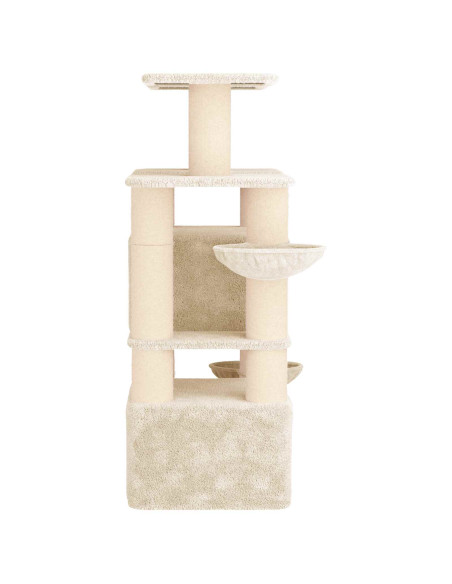 Albero per gatti con pali per graffiare in sisal 2 pz Crema