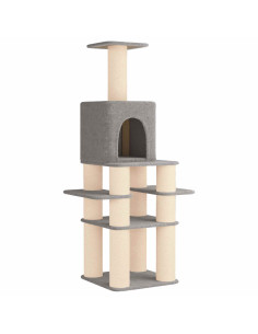 Albero per gatti con pali per graffiare in sisal Grigio Chiaro 2