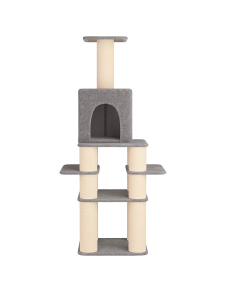 Albero per gatti con pali per graffiare in sisal Grigio Chiaro