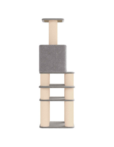 Albero per gatti con pali per graffiare in sisal Grigio Chiaro