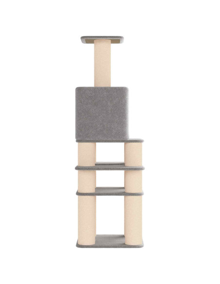 Albero per gatti con pali per graffiare in sisal Grigio Chiaro