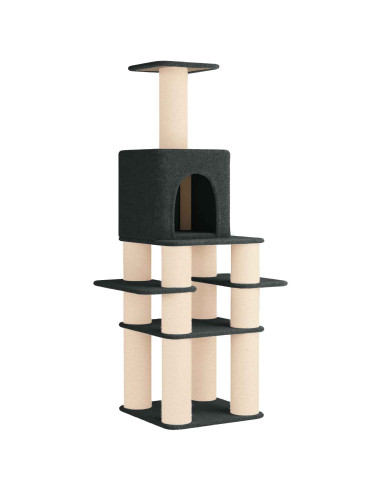Albero per gatti con pali per graffiare in sisal Grigio Scuro