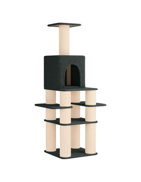 Albero per gatti con pali per graffiare in sisal Grigio Scuro