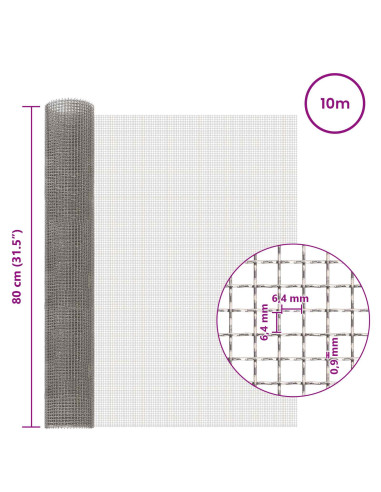 Rete per schermatura 80 x 1000 cm 3 Mesh Argento