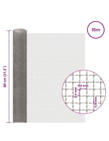 Rete per schermatura 80 x 1000 cm 3 Mesh Argento
