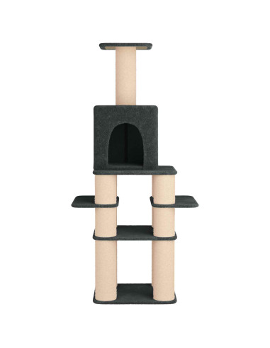 Albero per gatti con pali per graffiare in sisal Grigio Scuro