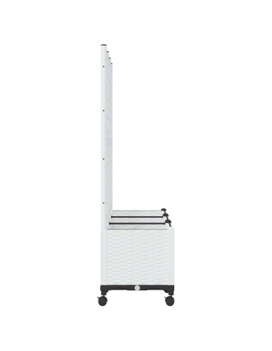 Vaso da giardino con grigliato e ruote Bianco 120 x 40 x 146 cm