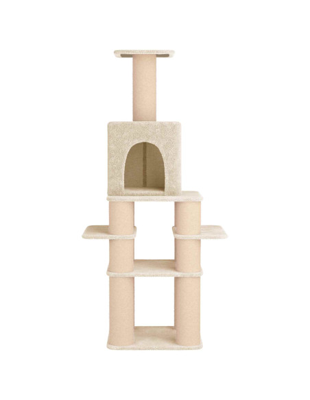 Albero per gatti con pali per graffiare in sisal Crema 180 cm