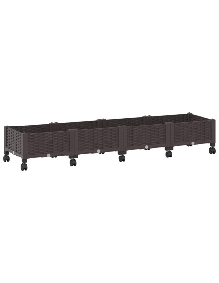 Vaso da Giardino con Ruote Marrone 160 x 40 x 29 cm PP