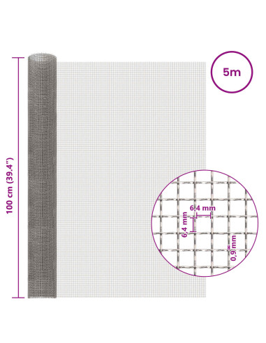 Rete per schermatura 100 x 500 cm 3 Mesh Argento