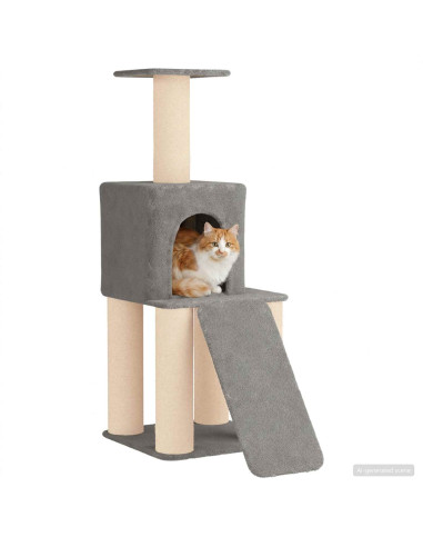 Albero per gatti con pali per graffiare in sisal Grigio Chiaro