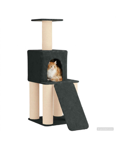 Albero per gatti con pali per graffiare in sisal Grigio Scuro