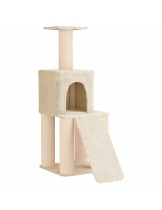 Albero per gatti con pali per graffiare in sisal Crema 146 cm 2