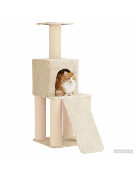 Albero per gatti con pali per graffiare in sisal Crema 146 cm