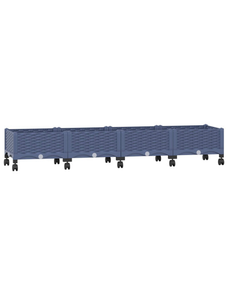 Vaso da Giardino con Ruote Blu Grigio 160 x 40 x 33 cm PP