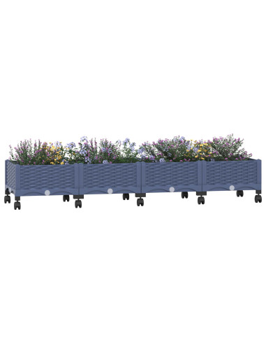 Vaso da Giardino con Ruote Blu Grigio 160 x 40 x 33 cm PP