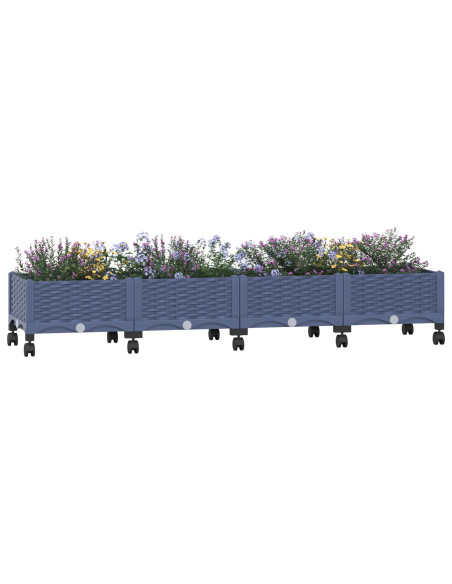 Vaso da Giardino con Ruote Blu Grigio 160 x 40 x 33 cm PP