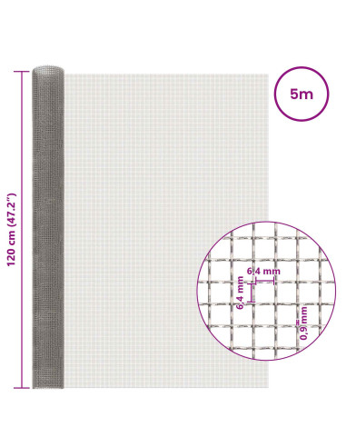 Rete per schermatura 120 x 500 cm 3 Mesh Argento