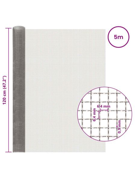 Rete per schermatura 120 x 500 cm 3 Mesh Argento