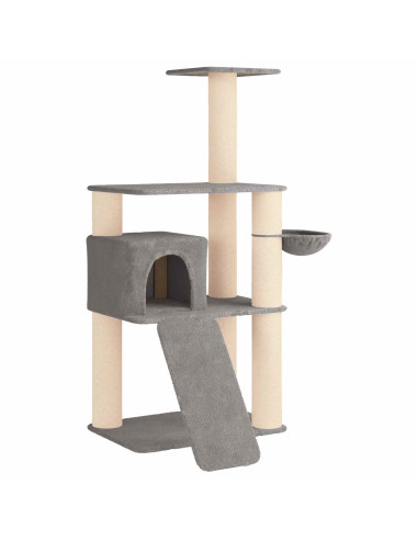 Albero per gatti con pali per graffiare in sisal Grigio Chiaro