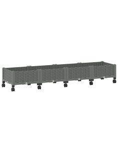 Vaso da Giardino con Ruote Grigio Chiaro 160 x 40 x 33 cm PP 2