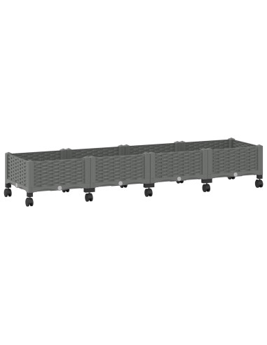 Vaso da Giardino con Ruote Grigio Chiaro 160 x 40 x 33 cm PP