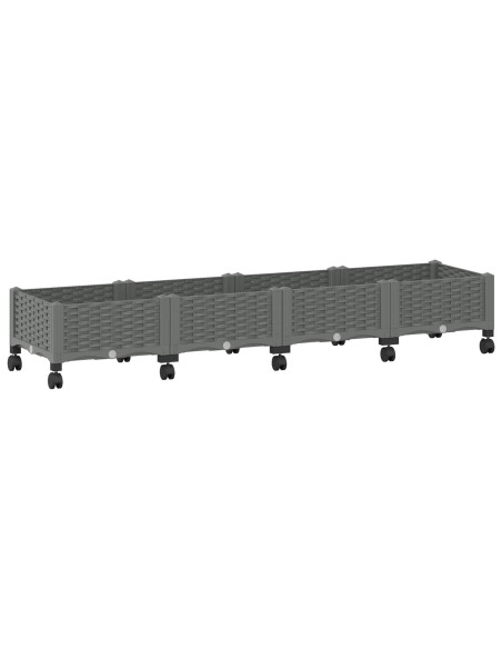 Vaso da Giardino con Ruote Grigio Chiaro 160 x 40 x 33 cm PP