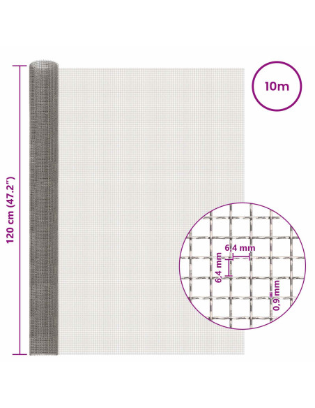 Rete per schermatura 120 x 1000 cm 3 Mesh Argento