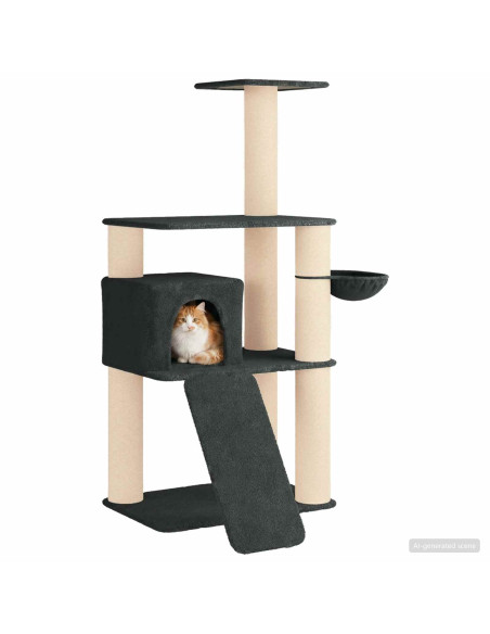 Albero per gatti con pali per graffiare in sisal Grigio Scuro