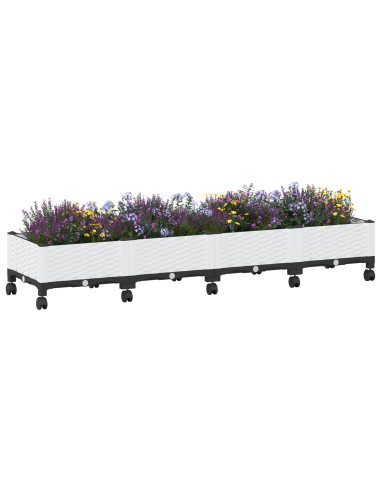 Vaso da Giardino con Ruote Bianco 160 x 40 x 33 cm PP