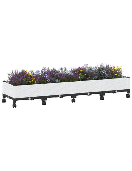 Vaso da Giardino con Ruote Bianco 160 x 40 x 33 cm PP