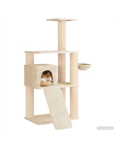 Albero per gatti con pali per graffiare in sisal Crema 173 cm