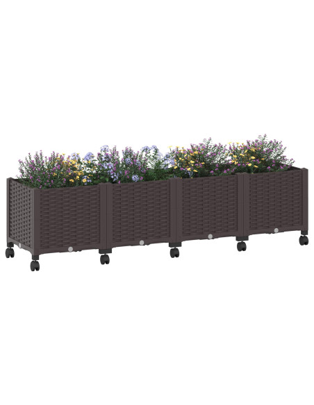 Vaso da Giardino con Ruote Marrone 160 x 40 x 44 cm PP