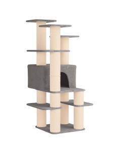 Albero per gatti con pali per graffiare in sisal Grigio Chiaro 2