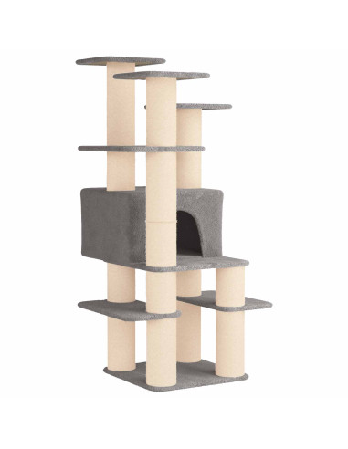 Albero per gatti con pali per graffiare in sisal Grigio Chiaro