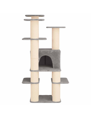 Albero per gatti con pali per graffiare in sisal Grigio Chiaro
