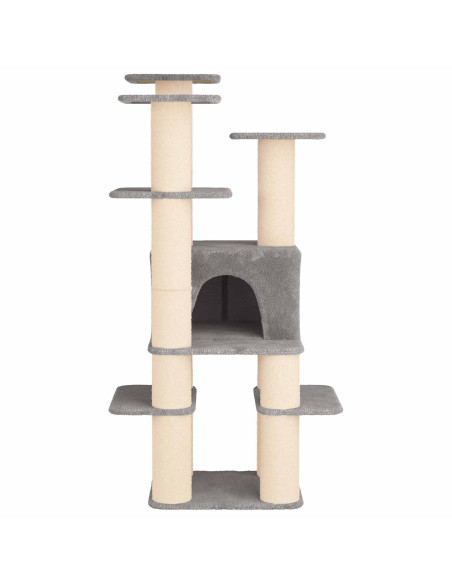 Albero per gatti con pali per graffiare in sisal Grigio Chiaro
