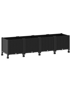 Vaso da Giardino con Ruote Nero 160 x 40 x 44 cm PP 2