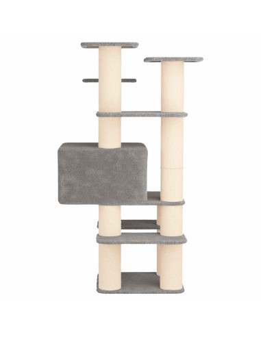 Albero per gatti con pali per graffiare in sisal Grigio Chiaro
