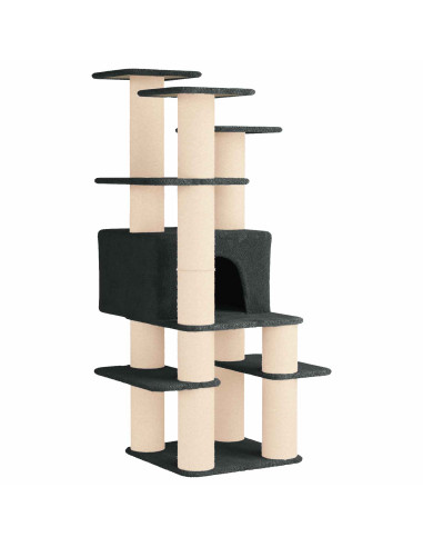 Albero per gatti con pali per graffiare in sisal Grigio Scuro