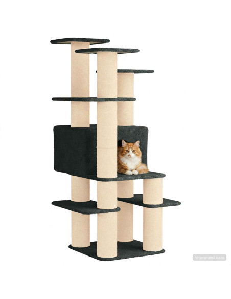 Albero per gatti con pali per graffiare in sisal Grigio Scuro