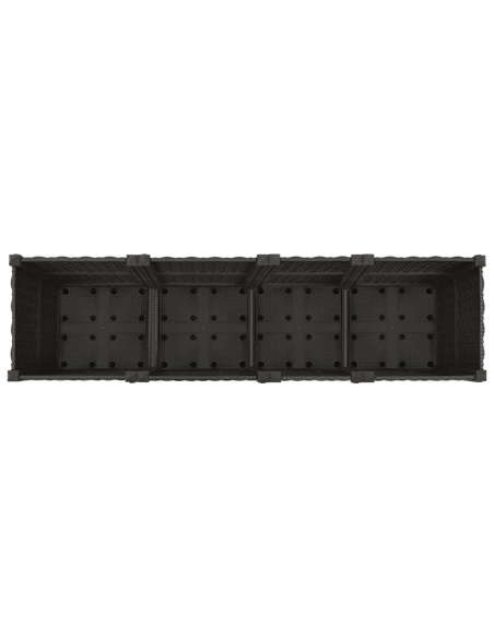 Vaso da Giardino con Ruote Nero 160 x 40 x 44 cm PP
