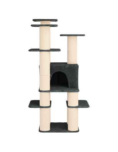 Albero per gatti con pali per graffiare in sisal Grigio Scuro