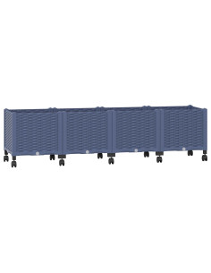 Vaso da Giardino con Ruote Blu Grigio 160 x 40 x 48 cm PP 2