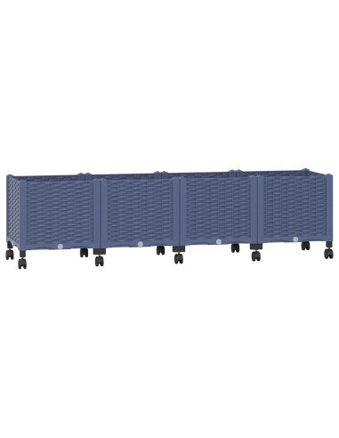 Vaso da Giardino con Ruote Blu Grigio 160 x 40 x 48 cm PP
