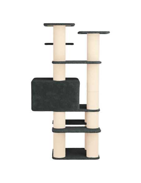 Albero per gatti con pali per graffiare in sisal Grigio Scuro
